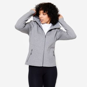 Bluza z kapturem damska Domyos Gym & Pilates. Szare bluzy DOMYOS, xl, bez wzorów, z bawełny, z kapturem. W wyprzedaży za 99,99 zł.