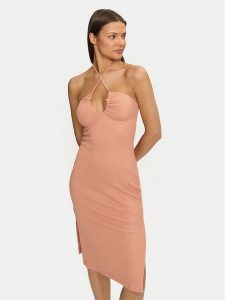 Roxy Sukienka letnia Late Sunset ERJKD03467 Pomarańczowy Slim Fit. Brązowe kombinezony Roxy, na lato, l, bez wzorów, z syntetyku, bez kołnierzyka, bez ramiączek. Za 249,99 zł.