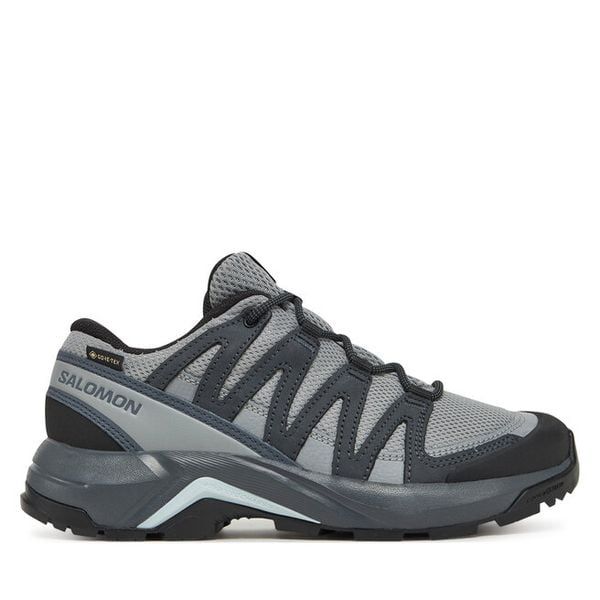 Trekkingi Salomon. Szare buty sportowe Salomon, bez wzorów, z gore-texu, bez zapięcia, trekkingowe, gore-tex. Za 469,99 zł.