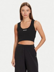 Guess Top V5BP05 Z3JD2 Czarny Slim Fit. Czarne topy Guess, xxs, z aplikacjami, z syntetyku, bez kołnierzyka, bez ramiączek. Za 189,99 zł.