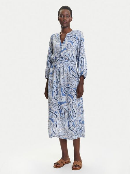 Olsen Sukienka koszulowa 13002020 Niebieski Regular Fit. Niebieskie kombinezony Olsen, bez wzorów, z wiskozy, bez kołnierzyka, bez ramiączek. Za 329,99 zł.