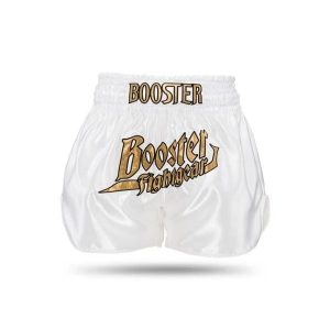 Szorty bokserskie Booster Fight Gear TBT Thunder. Białe szorty BOOSTER FIGHT GEAR, bez wzorów, sportowe. Za 296,00 zł.