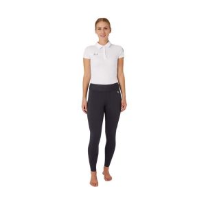Damskie zimowe legginsy jeździeckie z kieszenią na telefon Horze Active. Niebieskie legginsy HORZE, bez wzorów, z elastanu, z standardowym stanem. Za 212,50 zł.