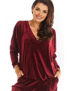 Awama Bluza w kolorze bordowym rozmiar: onesize. Czerwone bluzy Awama, bez wzorów, bez kaptura. Za 106,13 zł.