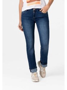 Timezone Dżinsy "Marah" - Slim fit - w kolorze granatowym rozmiar: W29/L34. Niebieskie jeansy Timezone, z aplikacjami. Za 158,10 zł.