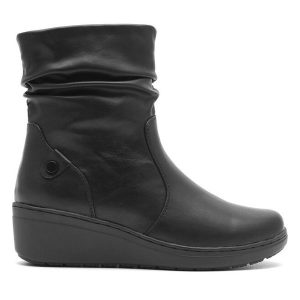 Botki Clara Barson. Czarne botki Clara Barson, bez wzorów, bez obcasa, na koturnie, bez zapięcia. Za 111,99 zł.