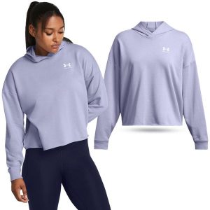 Bluza fitness damska Under Armour Rival Terry Oversized. Fioletowe bluzy Under Armour, m, bez wzorów, z kapturem. Za 189,99 zł.