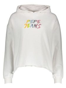 Pepe Jeans Bluza w kolorze białym rozmiar: XS. Białe bluzy Pepe Jeans, xs, bez wzorów, z jeansu, z kapturem. Za 140,20 zł.