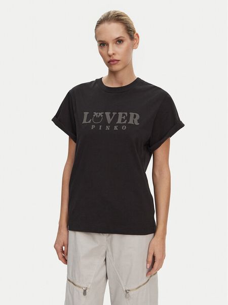 PINKO T-Shirt Torcetti 104605 A2D1 Czarny Regular Fit. Czarne t-shirty Pinko, l, bez wzorów, z bawełny, bez kołnierzyka, bez ramiączek. Za 219,99 zł.