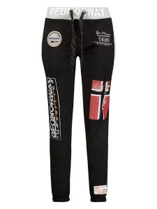 Geographical Norway Spodnie dresowe "Moliere" w kolorze czarnym rozmiar: L. Czarne spodnie dresowe Geographical Norway, l, z aplikacjami, z dresówki. Za 96,60 zł.