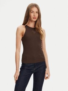 Guess Top W5GP57 KCV52 Brązowy Regular Fit. Brązowe topy Guess, m, z aplikacjami, z syntetyku, bez kołnierzyka, bez ramiączek. Za 122,00 zł.