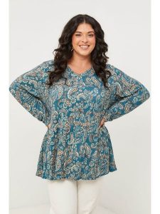 Curvy Lady Bluzka w kolorze niebieskim rozmiar: 48/50. Niebieskie bluzki Curvy Lady, bez wzorów, z bawełny, klasyczne, bez kołnierzyka, bez ramiączek. Za 86,99 zł.