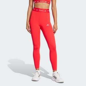 Legginsy TECHFIT 7/8. Czerwone legginsy ADIDAS, bez wzorów, z materiału. Za 199,00 zł.