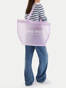 Nine West Torebka CEO-Eloura-LA374-4074 Fioletowy. Fioletowe shopper bag Nine West, bez wzorów, z materiału, bez dodatków. Za 79,99 zł.
