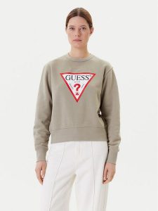Guess Bluza W2YQ16 KBA11 Khaki Regular Fit. Brązowe bluzy Guess, xxl, z aplikacjami, z bawełny, bez kaptura. Za 199,99 zł.