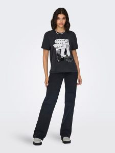 ONLY Koszulka w kolorze czarnym rozmiar: XS. Czarne bluzki ONLY, xs, bez wzorów, bez kołnierzyka, bez ramiączek. Za 32,90 zł.