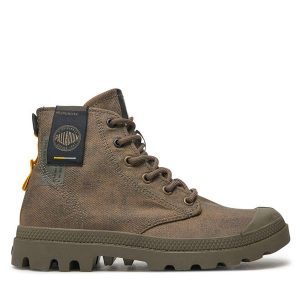 Trapery Palladium. Brązowe buty zimowe Palladium, bez obcasa, bez zapięcia. Za 289,99 zł.