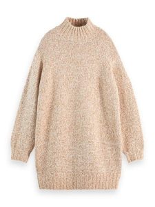Scotch & Soda Sukienka dzianinowa w kolorze beżowym rozmiar: M. Brązowe sukienki Scotch & Soda, m, bez wzorów, z dzianiny, bez kołnierzyka, bez ramiączek, mini. Za 250,35 zł.