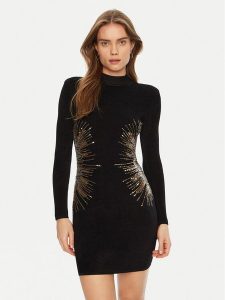 Marciano Guess Sukienka dzianinowa 5RGK67 5806Z Czarny Bodycon Fit. Czarne sukienki Marciano Guess, z aplikacjami, z dzianiny, bez kołnierzyka, bez ramiączek, bodycon. Za 659,99 zł.