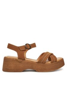 Lasocki Sandały WI23-NAGINA-09 Brązowy. Brązowe sandały Lasocki, bez wzorów, z nubiku, bez obcasa, na płaskiej podeszwie, bez zapięcia. Za 143,99 zł.