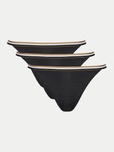 BOSS Komplet 3 par stringów 50535239 Czarny. Czarne komplety bielizny Boss, bez wzorów, z materiału. Za 129,99 zł.