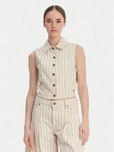 Guess Jeans Kamizelka W6GHZ9 D7961 Écru Slim Fit. Kamizelki Guess Jeans, xxl, z aplikacjami, z bawełny, bez kołnierzyka, bez ramiączek, bez kaptura. Za 349,99 zł.