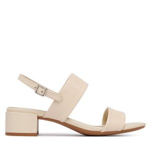 Sandały ECCO. Białe sandały ecco, bez wzorów, bez obcasa, na słupku, bez zapięcia. Za 569,99 zł.