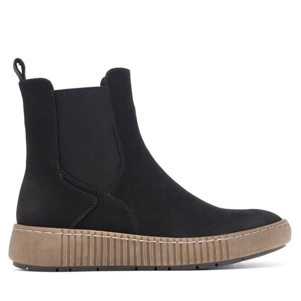 Botki Go Soft. Czarne botki Go Soft, bez wzorów, bez obcasa, na płaskiej podeszwie, bez zapięcia. Za 179,99 zł.