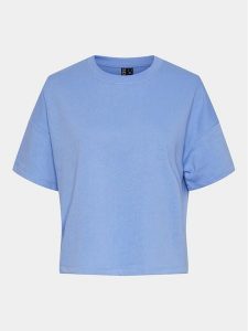 Pieces T-Shirt Chilli Summer 17118870 Niebieski Loose Fit. Niebieskie t-shirty Pieces, xxl, bez wzorów, z bawełny, bez kołnierzyka, bez ramiączek. Za 59,99 zł.