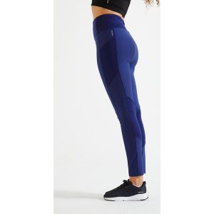 Legginsy fitness damskie Domyos. Czarne legginsy DOMYOS, bez wzorów, z elastanu, z podwyższonym stanem. Za 79,99 zł.