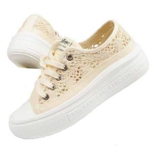 Buty Lee Cooper LCW-23-44-1620L beżowy. Brązowe trampki bez wzorów, z gumy, bez zapięcia. Za 181,22 zł.