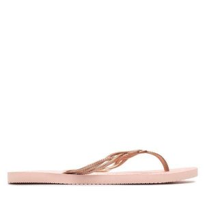 Japonki Havaianas. Czerwone klapki Havaianas, bez wzorów, bez obcasa. Za 59,99 zł.