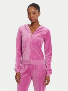Juicy Couture Bluza Robyn JCSEBJ007G Różowy Slim Fit. Czerwone bluzy Juicy Couture, m, bez wzorów, z bawełny, bez kaptura. Za 399,99 zł.