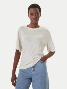 BOSS T-Shirt C_Emma 50556387 Beżowy Regular Fit. Brązowe t-shirty Boss, xs, bez wzorów, ze lnu, bez kołnierzyka, bez ramiączek. Za 287,99 zł.