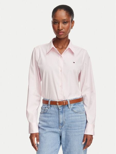Tommy Hilfiger Koszula Summer WW0WW51155 Różowy jasny Regular Fit. Czerwone koszule TOMMY HILFIGER, bez wzorów, z bawełny, bez kołnierzyka, bez ramiączek. Za 332,99 zł.