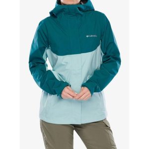 Kurtka przeciwdeszczowa damska Columbia Wahkeena Falls 3L Shell. Zielone kurtki Columbia, l, bez wzorów, bez kaptura. Za 576,99 zł.