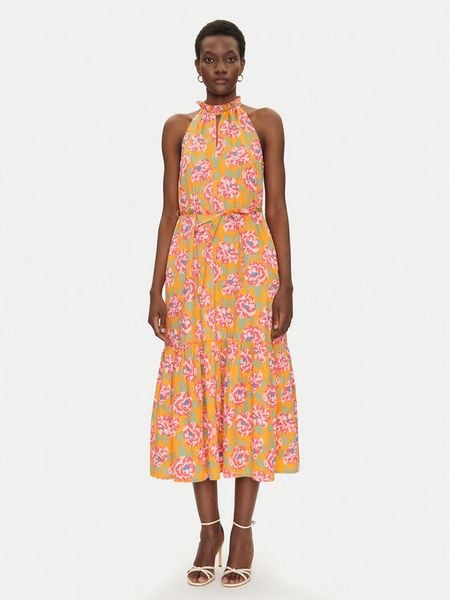 French Connection Sukienka letnia 71YQV Pomarańczowy Regular Fit. Brązowe kombinezony French Connection, na lato, bez wzorów, z bawełny, bez kołnierzyka, bez ramiączek. Za 589,99 zł.