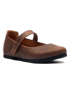 Comfortfusse Skórzane baleriny w kolorze brązowym z paskiem rozmiar: 39. Brązowe balerinki Comfortfüße, bez wzorów, bez obcasa, bez zapięcia. Za 210,81 zł.