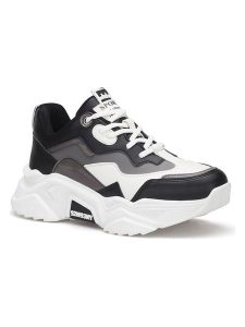 Trendyol Sneakersy w kolorze czarno-szaro-białym rozmiar: 37. Białe trampki Trendyol, bez wzorów, bez zapięcia. Za 130,99 zł.