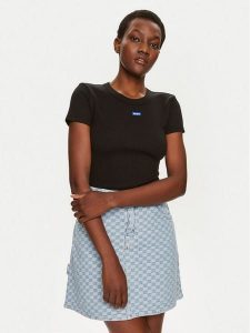 Hugo T-Shirt Easy 50523924 Czarny Slim Fit. Czarne t-shirty Hugo, xs, bez wzorów, z bawełny, bez kołnierzyka, bez ramiączek. Za 119,99 zł.