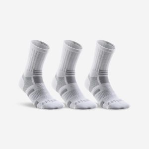 Skarpety sportowe tenis RS560 High 3 pary. Białe skarpetki ARTENGO, bez wzorów, z bawełny. Za 49,99 zł.