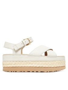 Ugg Sandały W Aubrey Ankle Strap 1169650 Écru. Sandały Ugg, bez wzorów, ze skóry, bez obcasa, na koturnie, bez zapięcia. Za 579,99 zł.