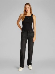 CALVIN KLEIN JEANS Top w kolorze czarnym rozmiar: XS. Czarne topy Calvin Klein Jeans, xs, bez wzorów, z jeansu, bez kołnierzyka, bez ramiączek. Za 70,74 zł.