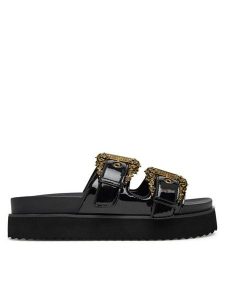 Versace Jeans Couture Klapki 80VA3SM1 ZS190 899 Czarny. Czarne klapki Versace Jeans Couture, bez wzorów, z jeansu, bez obcasa. Za 472,99 zł.