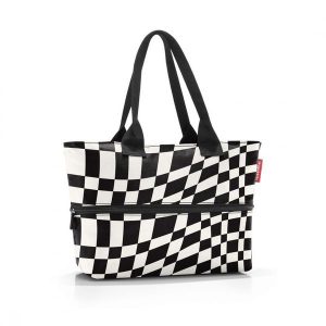 Torba shopper e1, op-art. Czarne shopper bag Reisenthel, bez wzorów, z materiału, na ramię, bez dodatków. Za 185,90 zł.
