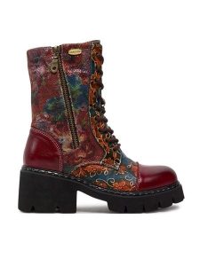 Laura Vita Trzewiki Kleo 05 Bordowy. Czerwone botki LAURA VITA, bez wzorów, ze skóry, bez obcasa, na słupku, bez zapięcia. Za 589,99 zł.