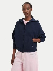 Tommy Jeans Bluza Flag DW0DW22834 Granatowy Boxy Fit. Niebieskie bluzy Tommy Jeans, xl, bez wzorów, z bawełny, bez kaptura. Za 383,99 zł.