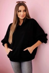 Bluza z kapturem masełko czarna. Czarne bluzy KESI, l, bez wzorów, z elastanu, z kapturem. Za 204,91 zł.