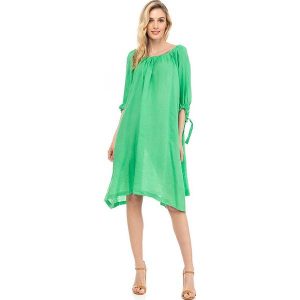 Tantra Lniana sukienka w kolorze zielonym rozmiar: onesize. Zielone sukienki Tantra, bez wzorów, ze lnu, bez kołnierzyka, bez ramiączek, midi. Za 156,60 zł.