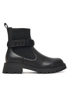 Pepe Jeans Botki Stacy Glow W PLS500026 Czarny. Czarne botki Pepe Jeans, bez wzorów, z jeansu, bez obcasa, na płaskiej podeszwie, bez zapięcia. Za 499,99 zł.